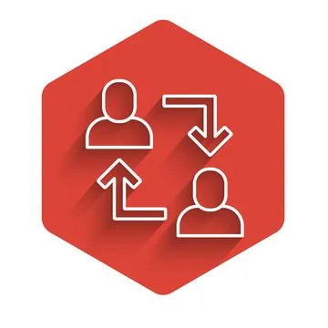 White line Project team base icon isolated with long shadow. Business analysis 스톡 일러스트