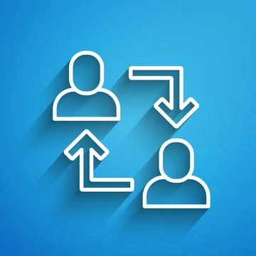 White line Project team base icon isolated on blue background. Business analysis Stockillustratie