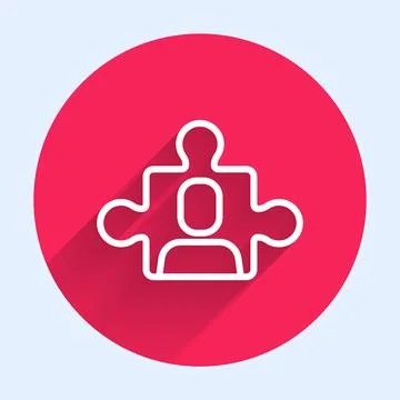 White line Project team base icon isolated with long shadow. Business analysis イラスト素材