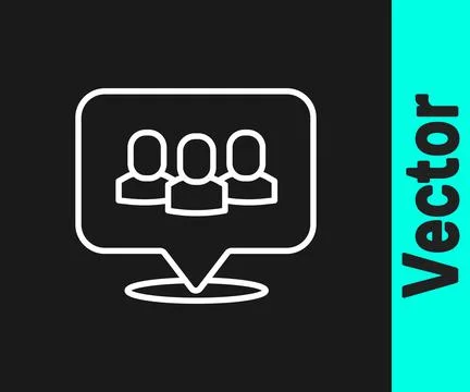 White line Project team base icon isolated on black background. Business anal Illustrazione stock