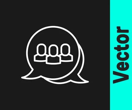 White line Project team base icon isolated on black background. Business anal Illustrazione stock