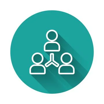 White line Project team base icon isolated with long shadow. Business analysi Stock Illustration