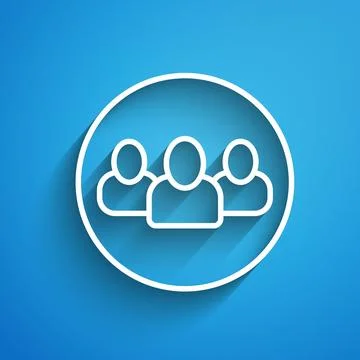 White line Project team base icon isolated on blue background. Business ana.. 스톡 일러스트