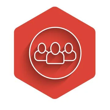 White line Project team base icon isolated with long shadow background. Bus.. Illustrazione stock