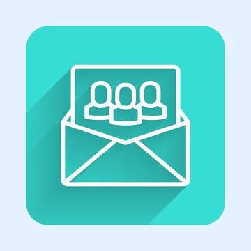 White line Project team base icon isolated with long shadow background. Bus.. Stock Illustration