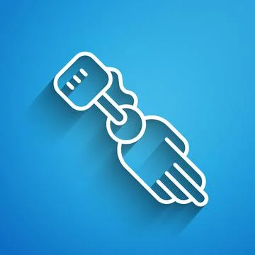 White line Prosthesis hand icon isolated on blue background. Futuristic concept Stockillustratie