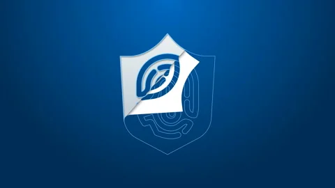 White line Protection shield encoded fingerprint icon isolated on blue Video stock 144287542