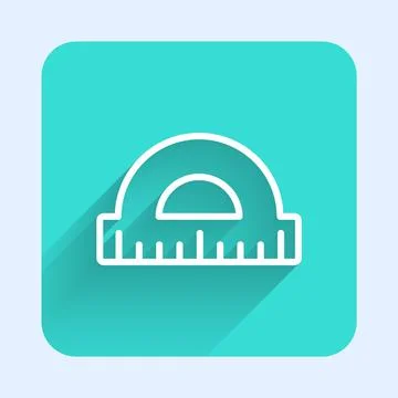 White line Protractor grid for measuring degrees icon isolated with long shadow Stock Illustration