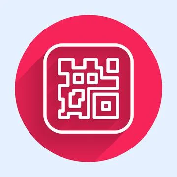 White line QR code sample for smartphone scanning icon isolated with long shadow 스톡 일러스트