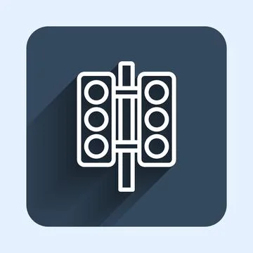 White line Racing traffic light icon isolated with long shadow background. Blue Stock Illustration