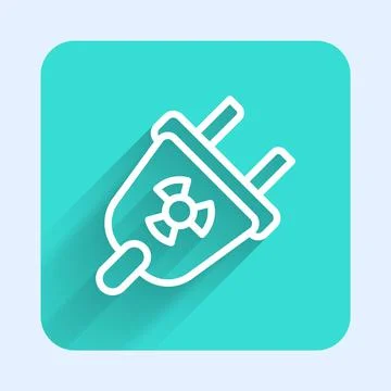 White line Radiation electrical plug icon isolated with long shadow background Illustrazione stock