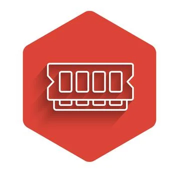 White line RAM, random access memory icon isolated with long shadow background イラスト素材