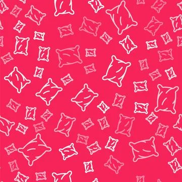 White line Rectangular pillow icon isolated seamless pattern on red background 스톡 일러스트