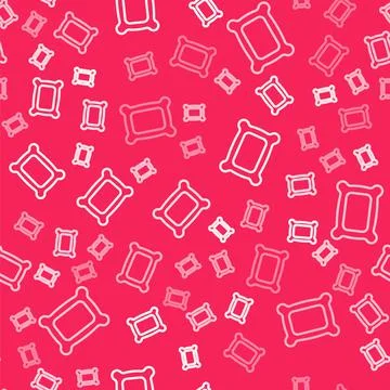 White line Rectangular pillow icon isolated seamless pattern on red background イラスト素材