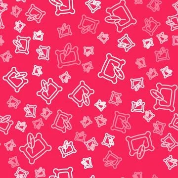 White line Rectangular pillow icon isolated seamless pattern on red background Illustrazione stock