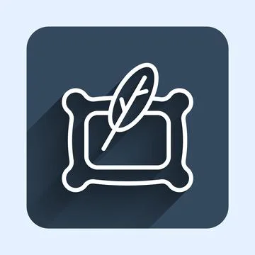 White line Rectangular pillow icon isolated with long shadow background. Cushion イラスト素材