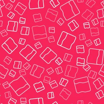 White line Rectangular pillow icon isolated seamless pattern on red background Stock Illustration
