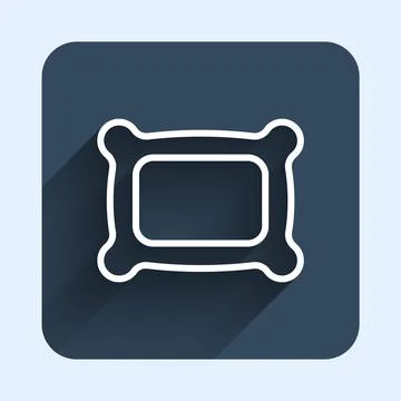White line Rectangular pillow icon isolated with long shadow background. Cush イラスト素材