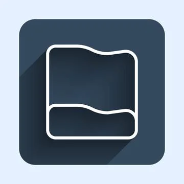 White line Rectangular pillow icon isolated with long shadow background. Cushion イラスト素材