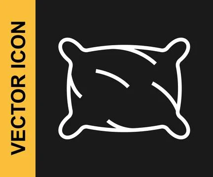 White line Rectangular pillow icon isolated on black background. Cushion sign 库存插图