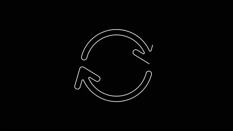White line Refresh icon isolated on black background. Reload symbol. Rotation Stock Footage 161980800