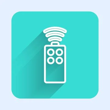 White line Remote control for the camera icon isolated with long shadow. An Stock Illustration