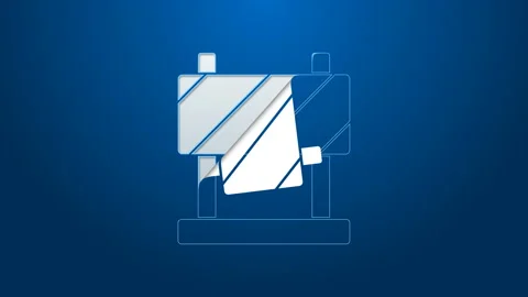 White line Road barrier icon isolated on blue background. Symbol of restricted Stock Footage 144146653