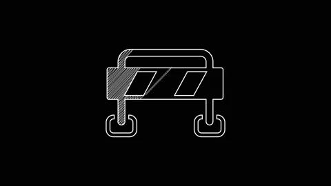White line Road barrier icon isolated on black background. Symbol of restricted Video stock 203427880