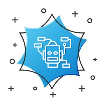 White line Robot icon isolated on white background. Artificial intelligence Illustrazione stock