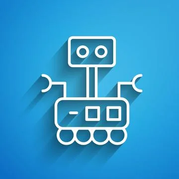 White line Robot icon isolated on blue background. Artificial intelligence 스톡 일러스트