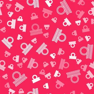 White line Roller coaster icon isolated seamless pattern on red background... Stock Illustration