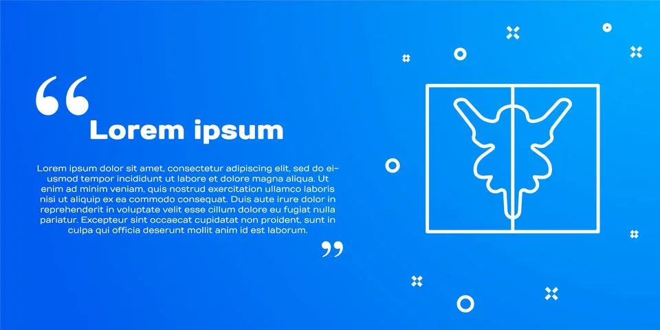 White line Rorschach test icon isolated on blue background. Psycho diagnostic Illustrazione stock