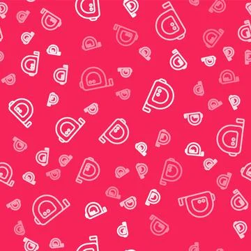 White line Roulette construction icon isolated seamless pattern on red Stock Illustration