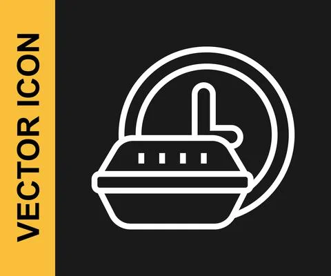 White line Round the clock delivery icon isolated on black background. Vector Stock Illustration