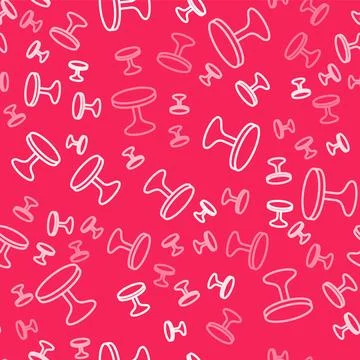 White line Round table icon isolated seamless pattern on red background. Vector イラスト素材