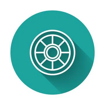 White line Safe icon isolated with long shadow. The door safe a bank vault with Illustrazione stock