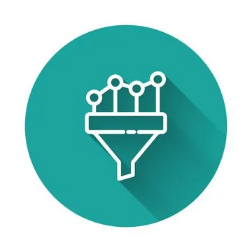 White line Sales funnel with chart for marketing and startup business icon Stock Illustration