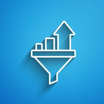 White line Sales funnel with chart for marketing and startup business icon .. Stock Illustration