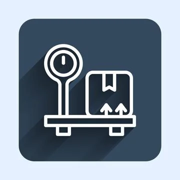 White line Scale with cardboard box icon isolated with long shadow background イラスト素材