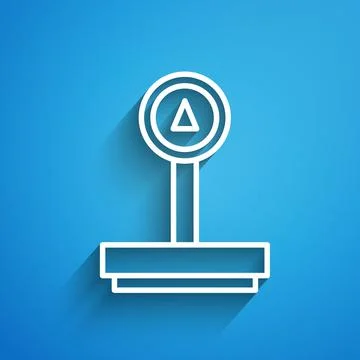 White line Scale icon isolated on blue background. Logistic and delivery. Weight Illustration