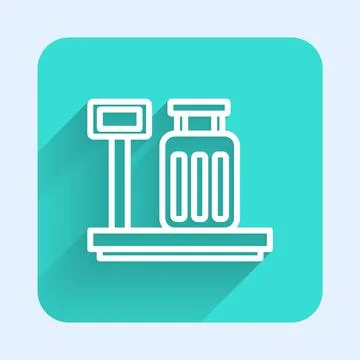 White line Scale with suitcase icon isolated with long shadow background Stock Illustration