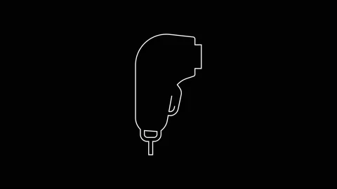 White line Scanner scanning bar code icon isolated on black background. Barcode Stock Footage 156373867