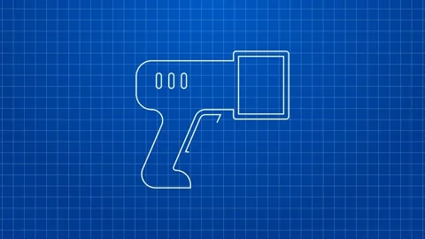 White line Scanner scanning bar code icon isolated on blue background. Barcode Stock-Footage 169317600