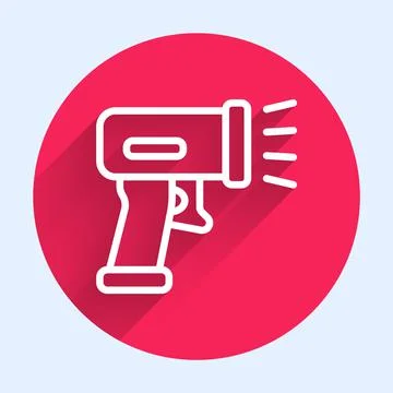 White line Scanner scanning bar code icon isolated with long shadow. Barcode Stock-Illustration
