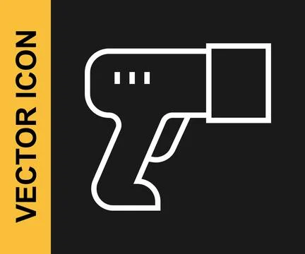 White line Scanner scanning bar code icon isolated on black background. Barcode Stock-Illustration