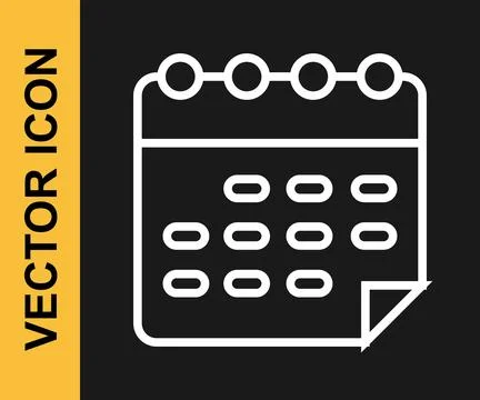 White line School timetable icon isolated on black background. Vector 스톡 일러스트