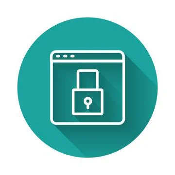 White line Secure your site with HTTPS, SSL icon isolated with long shadow 스톡 일러스트