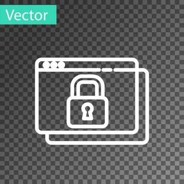 White line Secure your site with HTTPS, SSL icon isolated on transparent 库存插图
