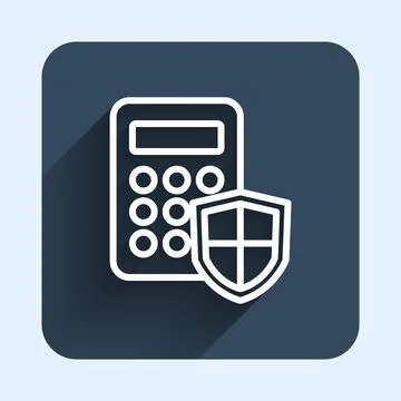 White line Security system control panel with display icon isolated with long Stock Illustration