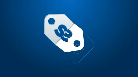 White line SEO optimization icon isolated on blue background. 4K Video motion Stock Footage 144299224